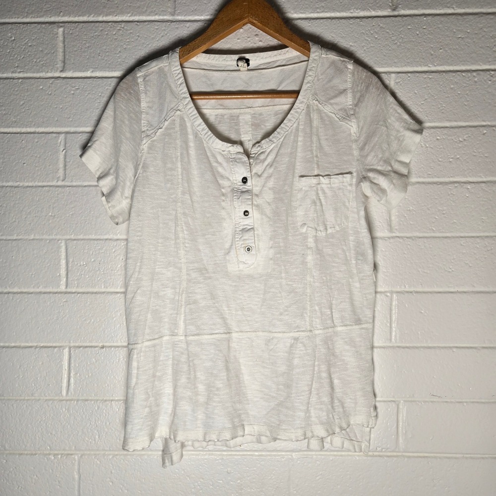 Free People We The Free Henley Top Medium Flowy Boho Beachy Hippie Minimalist